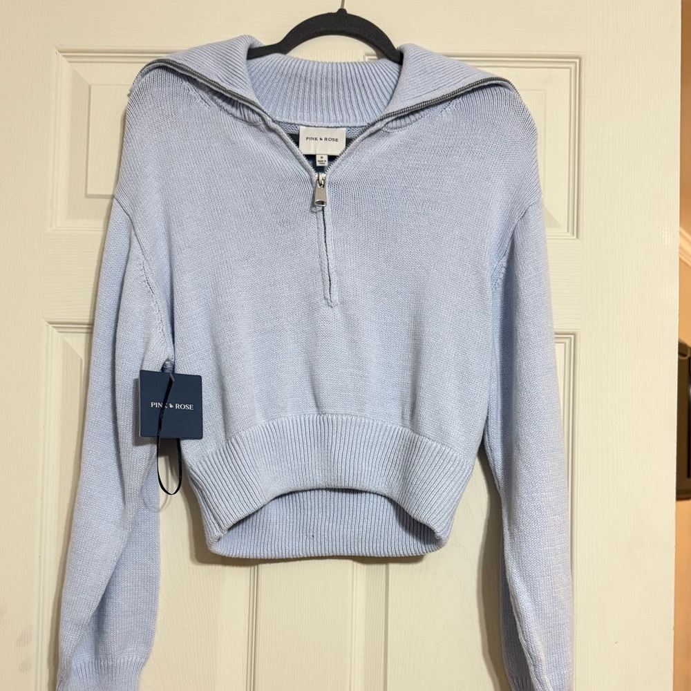Pink Rose Light Blue Women's Sweater